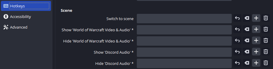 Sources with visibility toggles and example hotkeys